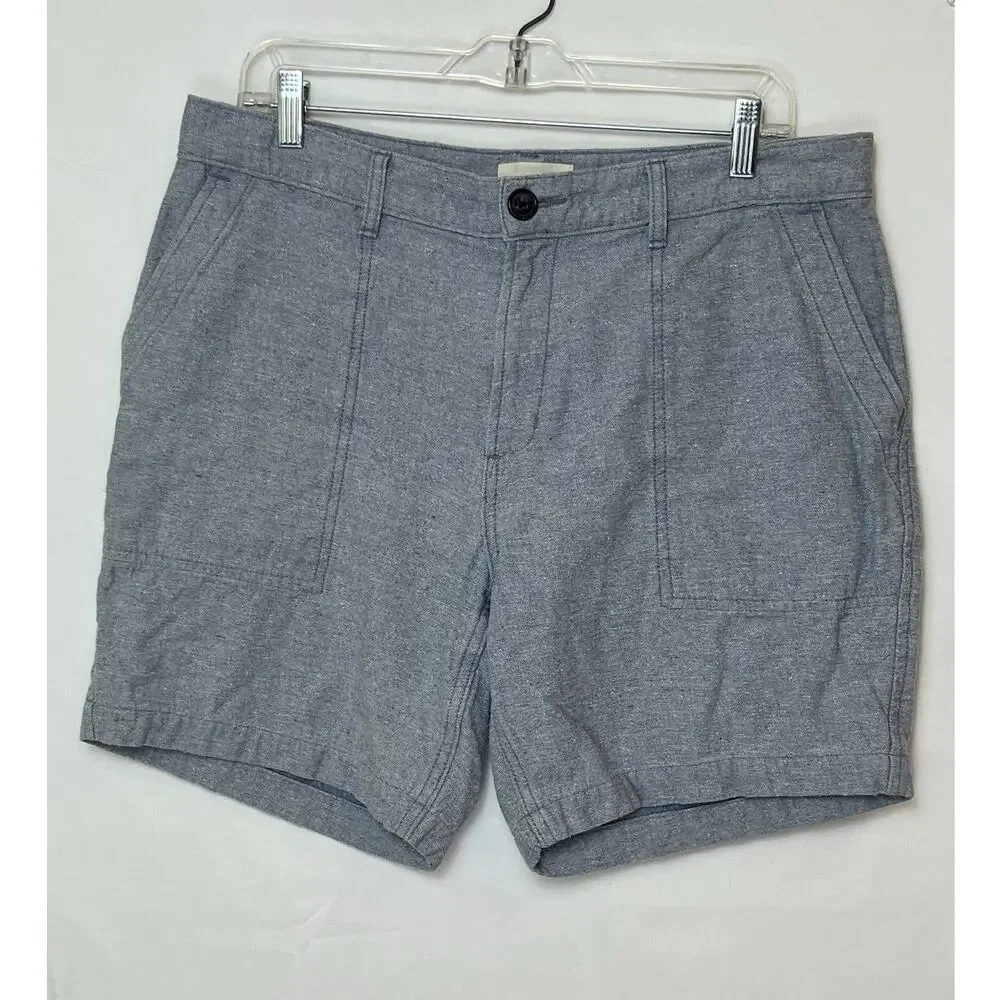 Taylor Stitch Men 35 Blue Textured Stretch Preppy Shorts Premium Casual Chino